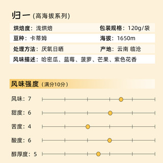 秋珀庄园 归一 日晒 烘焙豆 高海拔系列 120g