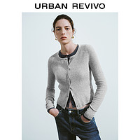 URBAN REVIVO UR2024冬季新款女装简约通勤百搭短款圆领针织开衫UWB940009