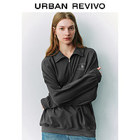 URBAN REVIVO UR2024冬季新款女装休闲超宽松印花半拉链翻领卫衣UYY440068