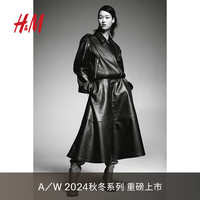 H&M女装半身裙礼服气质高腰中长A字party小礼裙1253874 深棕色 160/72