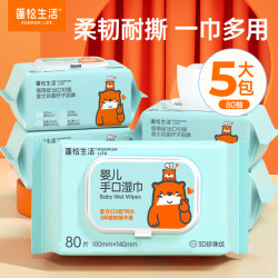 蓬松生活 宝宝手口湿巾 80抽*5包