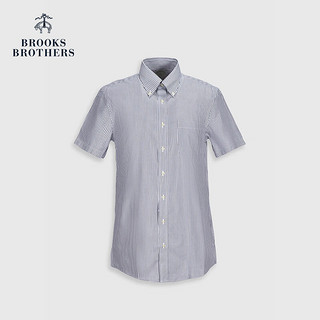 Brooks Brothers 男士24春夏免烫纯棉竖条纹正装衬衫4004-藏青色15H