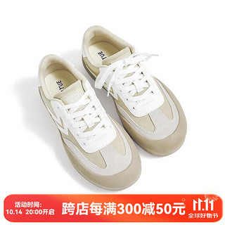 Feiyue. 飞跃 Feiyue）女鞋板鞋女厚底德训鞋子女潮流拼接户外休闲鞋女 卡其 38