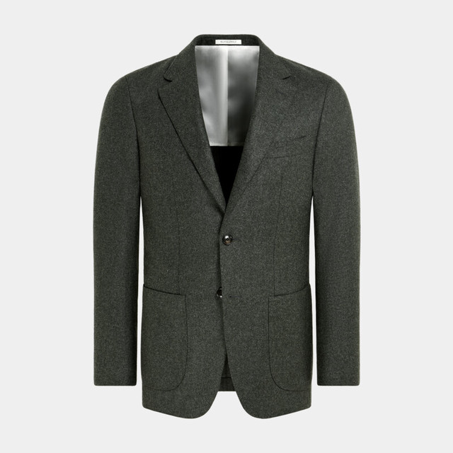 SUITSUPPLY 秋冬SUITSUPPLY深绿色羊毛法兰绒西服修身男士商务休闲西装上衣
