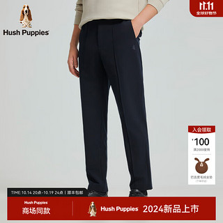 Hush Puppies【轻量舒弹】暇步士男装2024秋季干爽弹力梭织长裤 墨蓝色 37