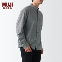 無印良品 MUJI(無印良品 )男式 法兰绒 立领衬衫长袖休闲百搭衬衣男士外套纯棉全棉ACA75C1A 米白色格纹 L (175/100A)
