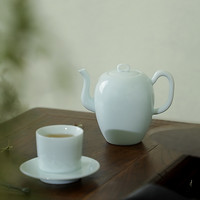 意叁手作湖田窑青白瓷中式仿宋客厅办公功夫茶具美人肩茶壶220ml