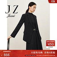 Juzui 玖姿 职场通勤气质西服外套女2024秋季JWDQ40104 素黑 XL