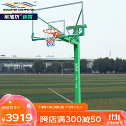 星加坊 篮球架 户外成人标准地埋篮球架 配钢化玻璃篮板 地埋式篮球架 方管
