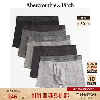 Abercrombie & Fitch 男装套装 5条装美式logo亲肤舒适弹力中腰四角内裤337544-1 灰色 XS