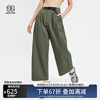 KOLON SPORT 可隆女子CAMPING休闲裤户外阔腿运动长裤 军绿色KH 155/XS