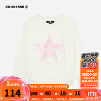 CONVERSE 匡威 儿童装女童卫衣2024秋季中大童上衣休闲打底衫潮 古典白 155/72（L）