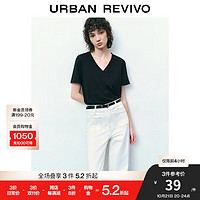 URBAN REVIVO UR2024 女士简约V领短袖T恤 UWB440042