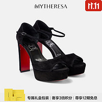 路铂廷（Christian Louboutin） Sandaloo 130绒面革凉鞋 P00925538 黑色 CN 35.5