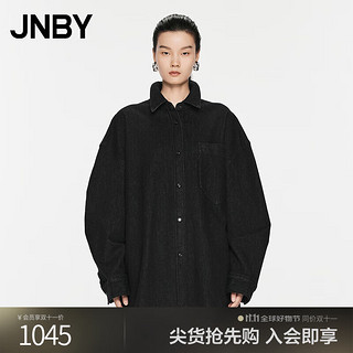 江南布衣（JNBY）24秋冬牛仔夹克衬衫领长袖挺括通勤风5O9612110 990/牛仔黑 XS