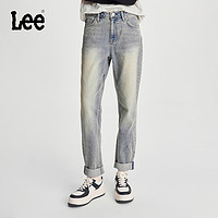 Lee24秋冬新品411舒适高腰小直脚复古中浅蓝女牛仔裤潮流