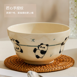 熊猫陶瓷碗家用2024餐具可爱高颜值米饭碗餐盘子碗套装葫芦碗