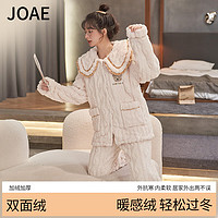 JOAE 睡衣冬季女款长毛绒加厚保暖长袖宽松可爱小熊法兰绒家居服两件套