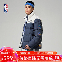 NBA 勇士队撞色羽绒服篮球运动时尚休闲保暖立领羽绒服 L