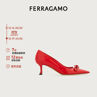 Salvatore Ferragamo 菲拉格慕 Ferragamo）女士红色蝴蝶结猫跟高跟鞋 0771544_1D _ 60/36.5