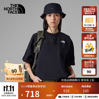 THE NORTH FACE 北面 UE先锋设计短袖T恤女重磅棉质半袖下摆可调节24春夏|885J JK3/黑色 M/160