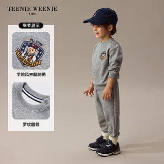 Teenie Weenie Kids小熊童装24秋冬男女宝索罗娜加绒卫衣卫裤套装 酒红色 100cm