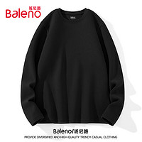 班尼路（Baleno）长袖圆领t恤男加绒保暖冬季纯色内搭上衣设计感简约男士打底衫 黑/圆领-纯色 XL(130-150斤)