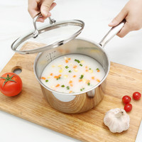 高颜值不锈钢奶锅高档精致小汤锅成人家用高端无涂层无铆钉泡面锅