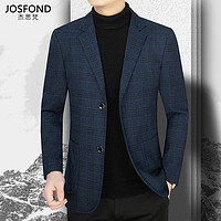 百亿补贴：JOSFOND 杰思梵 高档新款男士西装外套春秋格子商务休闲西服中年上衣爸爸