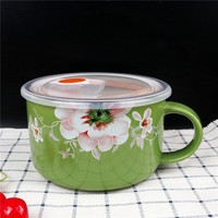 雅泰 新款雪花陶瓷保鲜杯保鲜盒陶瓷杯泡面碗奶杯早餐杯带把陶瓷碗