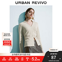 URBAN REVIVO UR2024 女装V领纽扣修身长袖T恤 UWH440115