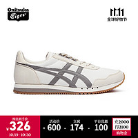 Onitsuka Tiger鬼塚虎男女款慢跑鞋轻便潮流舒适休闲鞋子时尚运动鞋DUALIO 米色/灰色 38