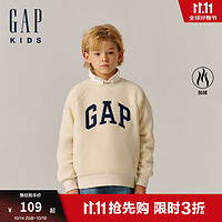 Gap【大小童同款】男童大字母logo仿羊羔毛加绒卫衣657367儿童装上衣 米白色 100cm(2-3岁)亚洲尺码