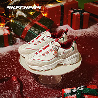 SKECHERS 斯凯奇 秋季圣诞款熊猫鞋日常时尚潮流舒适厚底休闲运动鞋 自然色/多彩色 37