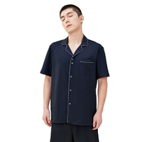 京东京造 男士纯棉短袖睡衣套装 6942347254149 深蓝色 XXL