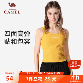 CAMEL 骆驼 运动背心女跑步训练健身弹力修身上衣 Y23BATL6011 落叶黄 L