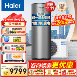 Haier 海尔 超一级能效双变频空气能热水器300升家用商用包安装高温净水洗 全维超导速