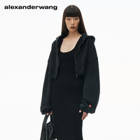 alexanderwang亚历山大王女士毛圈布短款拉链连帽衫外套