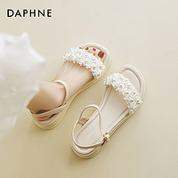 88VIP：DAPHNE 达芙妮 凉鞋女款春夏运动外穿厚底坡跟法式珍珠夏天老款配裙子