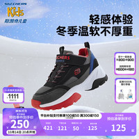Skechers斯凯奇男女童棉鞋儿童雪地靴冬季厚实保暖中帮大童二棉鞋8701648L 男童-不加绒/黑色/多彩色/BKMT 30码