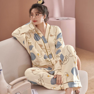 PEANOJEAN长袖睡衣女秋季小香风韩版家居服可外穿ins风套装女E309 16119 3XL码（体重145-165斤）