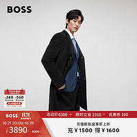 BOSS（服装） BOSS 男士秋冬修身单排扣毛呢羊毛羊绒混纺大衣 50502327-001-黑色