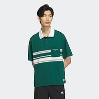 adidas 阿迪达斯 学院风休闲翻领短袖POLO衫男装adidas阿迪达斯官方outlets轻运动