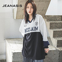 JEANASiS 卫衣女2024春秋季时尚潮酷休闲字母印花拼色套头衫104982