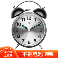 威灵顿 闹钟学生床头钟石英钟大声打铃懒人闹钟创意儿童小闹钟 4.5英寸枪色