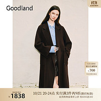 音儿（YINER）【100%绵羊毛】Goodland美地2024冬季双面毛呢大衣美拉德外套 深咖 36