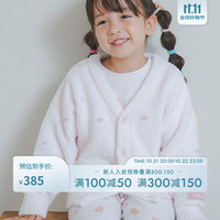 gelatopique24早秋儿童睡衣波点半边绒柔软开衫PKNT244433 灰白色 XXS