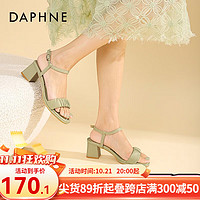 达芙妮（DAPHNE）达芙妮 凉鞋女凉拖高跟鞋女2022年夏一字带气质法式粗跟仙女风JL 绿色 40