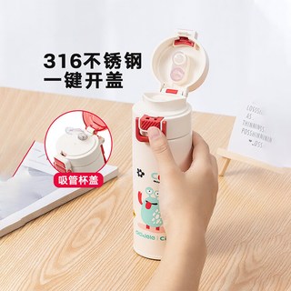 希乐 316不锈钢内胆 丝泊绿 400ml 双饮保温杯