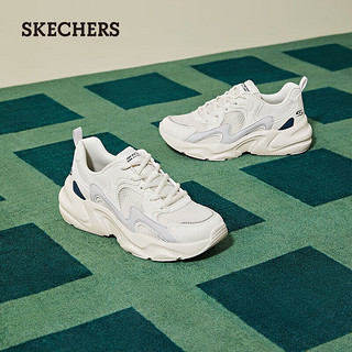 斯凯奇（Skechers）复古厚底闪电鞋女休闲运动熊猫鞋117364 自然色/多彩色/NTMT 36 